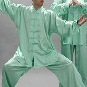 Buddha Stones Simple Pattern Meditation Prayer Spiritual Zen Tai Chi Qigong Practice Unisex Clothing Set Clothes BS Green XXL