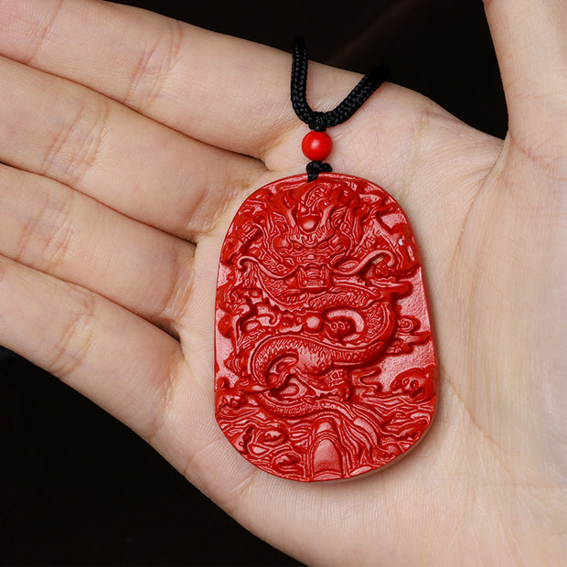Buddha Stones Year of the Dragon Natural Cinnabar Luck Protection Necklace Pendant Necklaces & Pendants BS 3