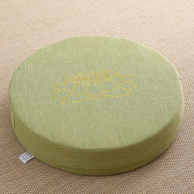 Buddha Stones Lotus Embroidery Cotton Linen Meditation Seat Cushion