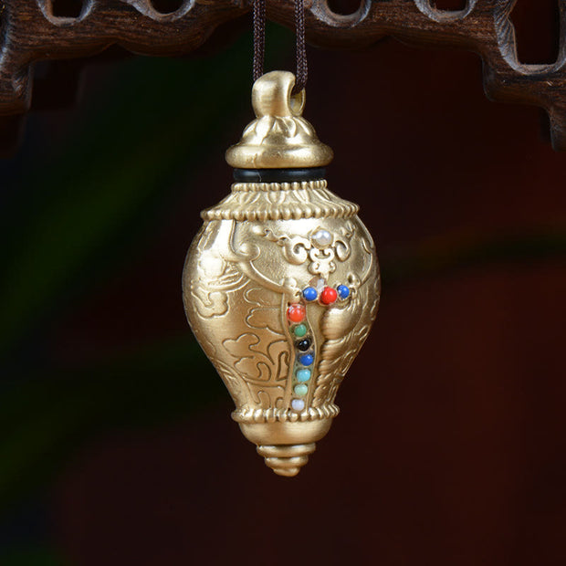Buddha Stones Tibetan Shankha Copper Colorful Beads Wealth Necklace Pendant