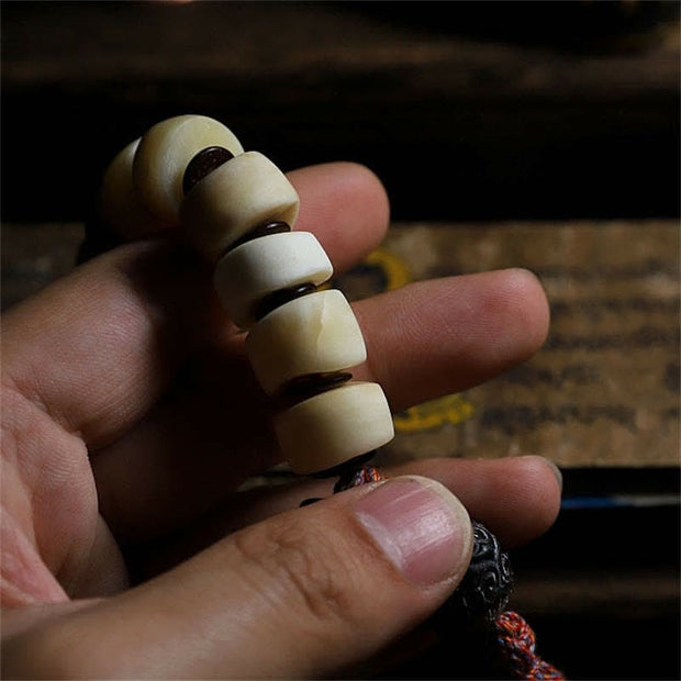 Buddha Stones Tibetan 108 Mala Beads Yak Bone Balance Strength Mala Bracelet Mala Bracelet BS 8
