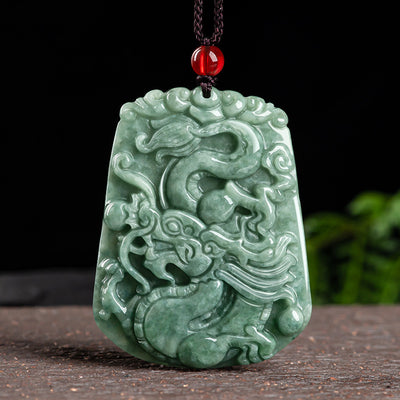 Chinese Zodiac Dragon Jade Strength Necklace String Pendant Necklaces & Pendants BS Jade