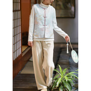 Buddha Stones Crane Flowers Grass Embroidery Clothing Chinese Vest Women Clothing