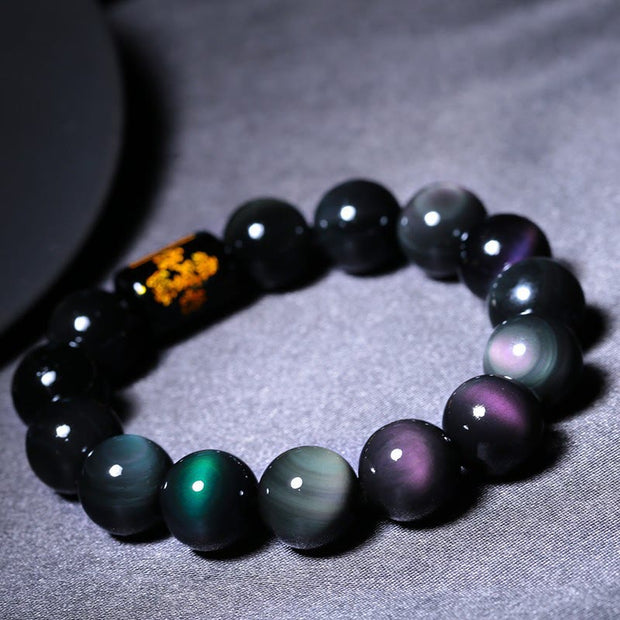 Buddha Stones Natural Rainbow Obsidian Positive Transformation Bracelet Bracelet BS 4