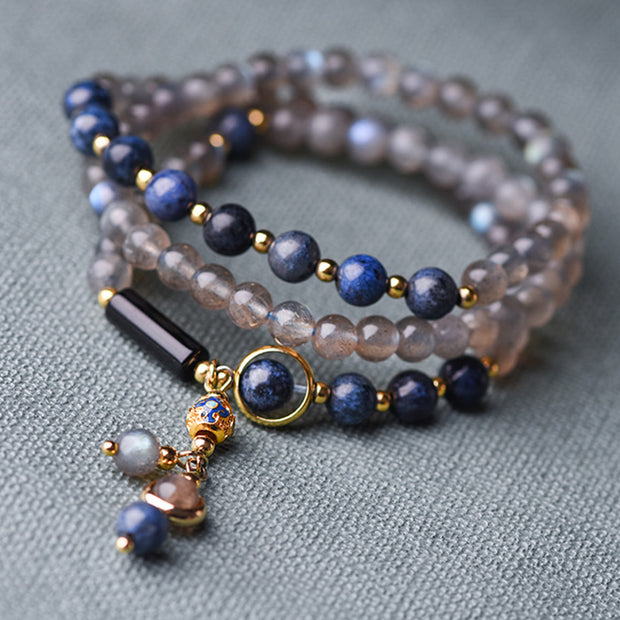 Buddha Stones Moonstone Lazurite Calm Healing Positive Bracelet Bracelet BS 13