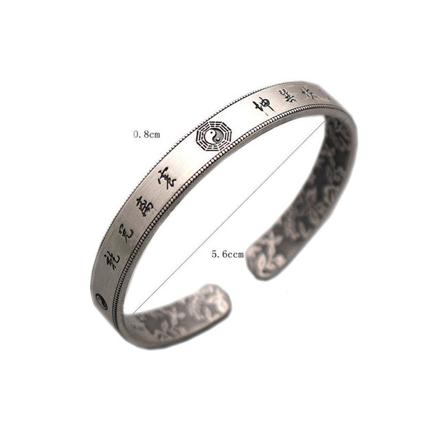 Buddha Stones 999 Sterling Silver Bagua Yin Yang Balance Bracelet Bracelet Bangle BS 7