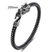Buddha Stones Dragon Titanium Steel Protection Luck Bracelet Bracelet BS Black&White 200mm