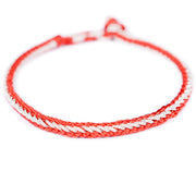 Buddha Stones Two-Color Rope Handcrafted Eight Thread Peace Knot Bracelet Bracelet BS Red Silver(Wrist Circumference 17cm)