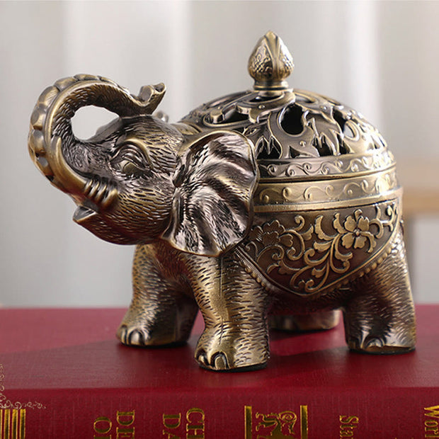 Buddha Stones Elephant Alloy Incense Holder Home Decoration Incense Burner Incense Burner BS 7