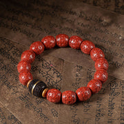 Buddha Stones Natural Cinnabar Ebony Calm Blessing Bracelet Bracelet BS 6