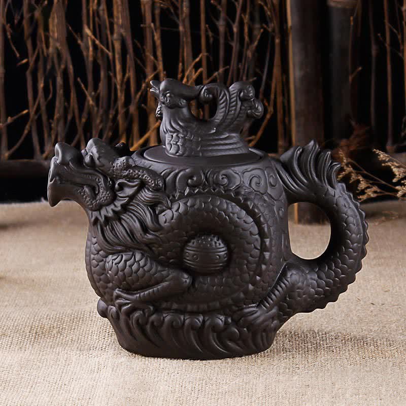 Buddha Stones Vintage Dragon Phoenix Ceramic Teapot – buddhastoneshop