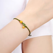 Buddha Stones Handmade 999 Gold Lotus Flower Pod New Beginning Braid String Bracelet Bracelet BS 7