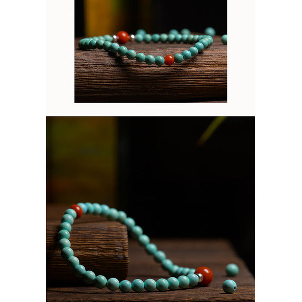 Buddha Stones Turquoise Red Agate Bead Protection Bracelet Bracelet BS 8