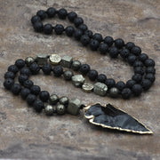 Buddha Stones Natural Lava Rock Yoga Meditation Necklace Arrow Pendant (Extra 30% Off | USE CODE: FS30)