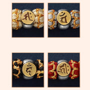Buddha Stones Chinese Zodiac Natal Buddha Silver Luck Braided String Bracelet Bracelet BS 11