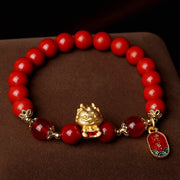 Buddha Stones Year of the Dragon Natural Cinnabar Ingot Protection Bracelet Bracelet BS 7