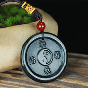 Buddha Stones Natural Hetian Cyan Jade Yin Yang Luck Harmony Necklace Pendant Necklaces & Pendants BS Cyan Jade(Success♥Healing)