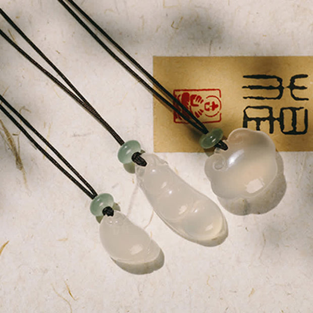 Buddha Stones Natural Chalcedony Wish Lock Positive Necklace Pendant Necklaces & Pendants BS 8
