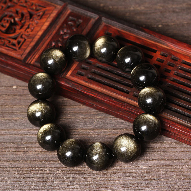 Buddha Stones Tibetan Obsidian Purification Bracelet Bracelet BS 1