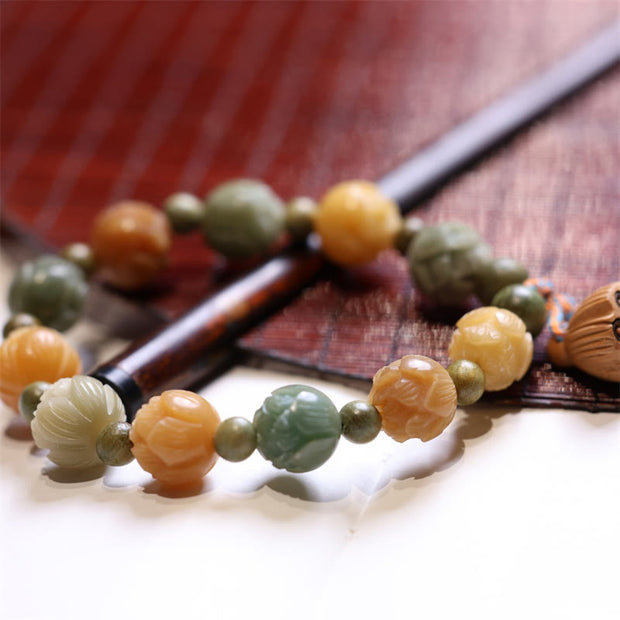 Buddha Stones Bodhi Seed Lotus Green Sandalwood Wisdom Harmony Bracelet Bracelet BS 4