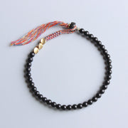 Buddha Stones Handmade Tibetan Black Onyx Tassel Bracelet Bracelet BS 7.5-7.9IN (19-20CM)