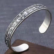 Buddha Stones 925 Sterling Silver Om Mani Padme Hum Double Dorje Engraved Wisdom Cuff Bracelet Bangle