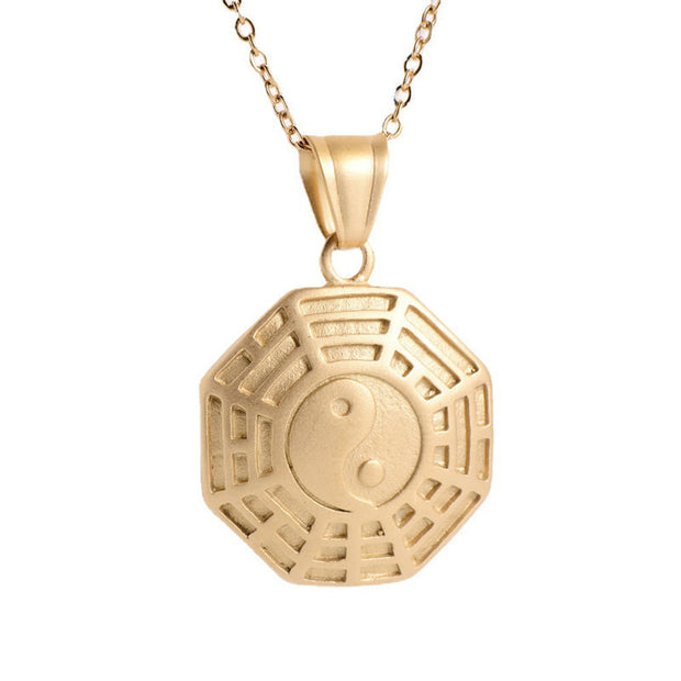 Buddha Stones Bagua Yin Yang Titanium Steel Balance Necklace Chain Pendant Necklaces & Pendants BS 6