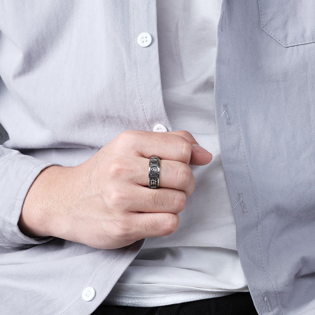 Letter Words Balance Calm Titanium Steel Rotatable Ring (Extra 30% Off | USE CODE: FS30) Rings BS 2