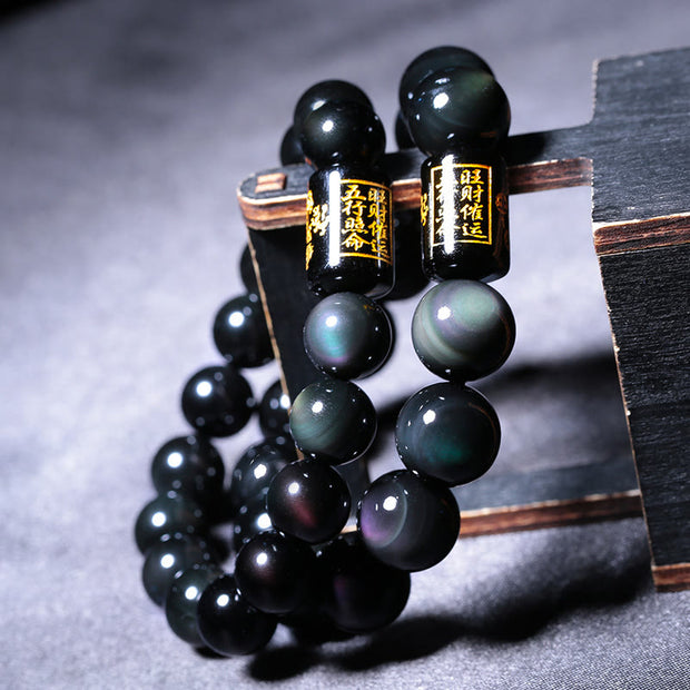 Buddha Stones Natural Rainbow Obsidian Positive Transformation Bracelet Bracelet BS 2