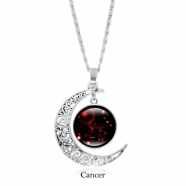 Buddhastoneshop 12 Constellations of the Zodiac Moon Protection Necklace Chain Pendant