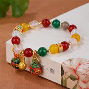 Buddha Stones Gold Swallowing Beast Family Various Agate Crystal Success Bracelet