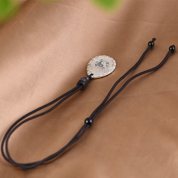 Buddha Stones Vintage 999 Sterling Silver Yin Yang Bagua Water Drop Design Balance Harmony Necklace Pendant