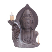 Buddha Stones Tibetan Avalokitesvara Buddha Lotus Healing Backflow Smoke Fountain Incense Burner Incense Burner BS 6