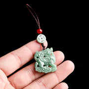Buddha Stones Natural Jade Kirin Prosperity Phone Hanging Decoration Hanging Decoration BS 2