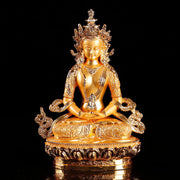 Buddha Stones Longevity Buddha Figurine Serenity Statue Home Decoration Decorations BS Gold