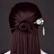 Buddha Stones Green Aventurine Flower Charm Luck Hairpin Decoration