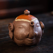 Buddha Stones Cute Elephant Auspicious Clouds Purple Clay Ceramic Teapot