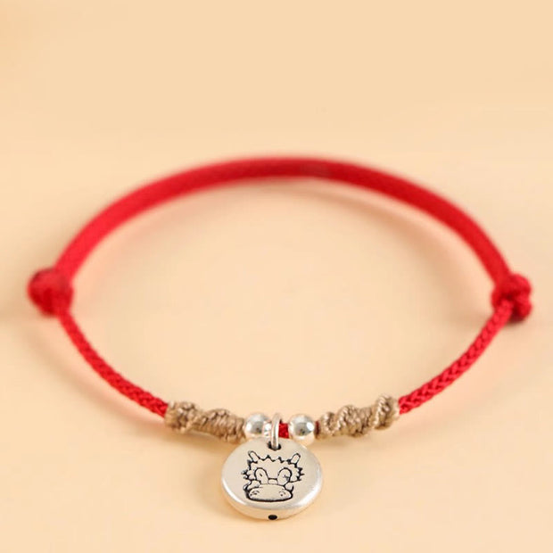 Buddha Stones Handmade 999 Sterling Silver Year of the Dragon Cute Chinese Zodiac Luck Braided Bracelet Bracelet BS 3