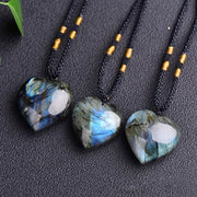 Buddha Stones Labradorite Love Heart Support Necklace Pendant Necklaces & Pendants BS 4