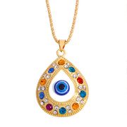Hamsa Symbol Evil Eye Prosperity Luck Rhinestone Necklace Pendant Necklaces & Pendants BS EVIL EYE SYMBOL