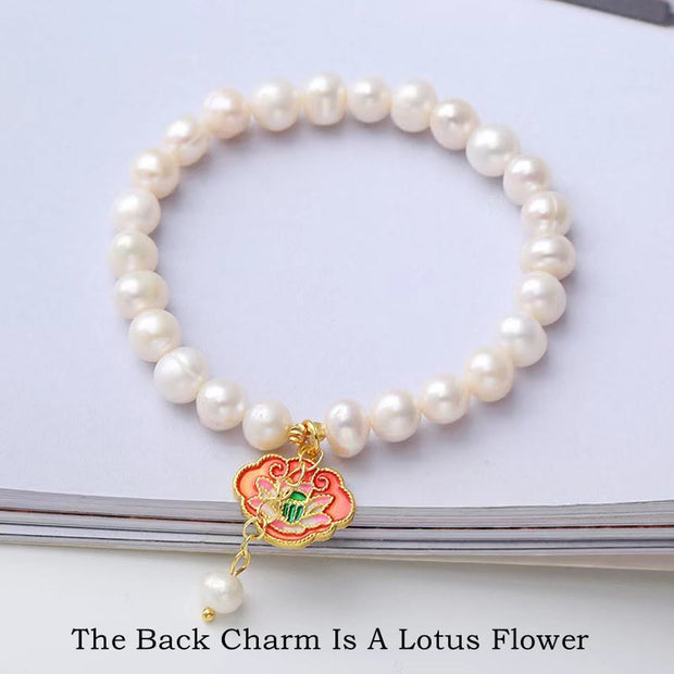 Buddha Stones Natural Pearl Lotus Koi Fish Goldfish Optimism Charm Bracelet Bracelet BS 2