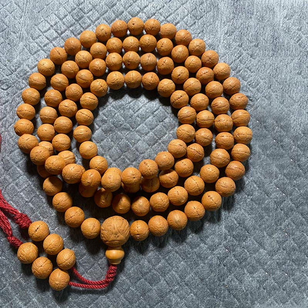 Buddha Stones 108 Mala Beads Nepal Bodhi Seed Luck Wealth Tassel Bracelet Mala Bracelet BS 11.5mm