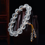 Buddha Stones Tibet White Crystal Black Onyx Om Mani Padme Hum Meditation Bracelet Bracelet BS 1