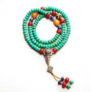 Buddha Stones 108 Mala Beads Tibetan Turquoise Dzi Bead Protection Bracelet Mala Bracelet BS 11