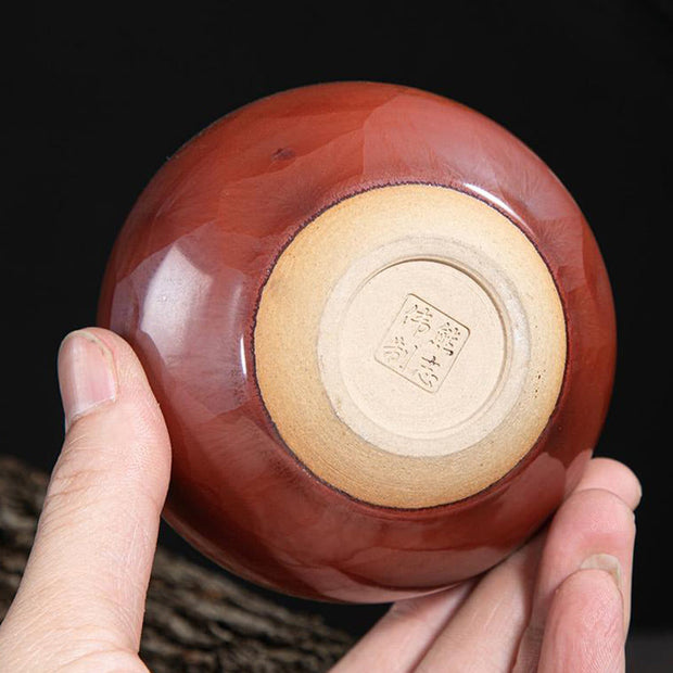 Buddha Stones Handmade Chinese Jianzhan Lotus Design Ceramic Teacup Kung Fu Tea Cup