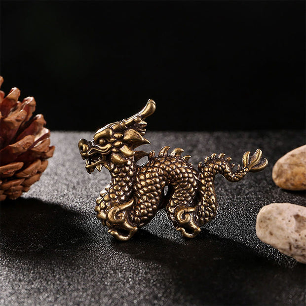 Buddha Stones Year Of The Dragon Small Auspicious Brass Dragon Luck Success Home Decoration Decorations BS 1