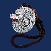 Buddha Stones 999 Sterling Silver Year of the Dragon Rotatable Ball Five Elements Copper Coin Strength Hanging Decoration