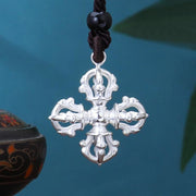 Buddha Stones 999 Sterling Silver Double Dorje Vajra Spiritual Power Strength Necklace Pendant Necklaces & Pendants BS 6