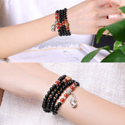 Chinese Zodiac 108 Beads Black Obsidian Red Agate Mala Bracelet Mala Bracelet BS 8