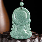 Buddha Stones Four-armed Avalokitesvara Natural Jade Amulet Blessing String Necklace Necklaces & Pendants BS 7